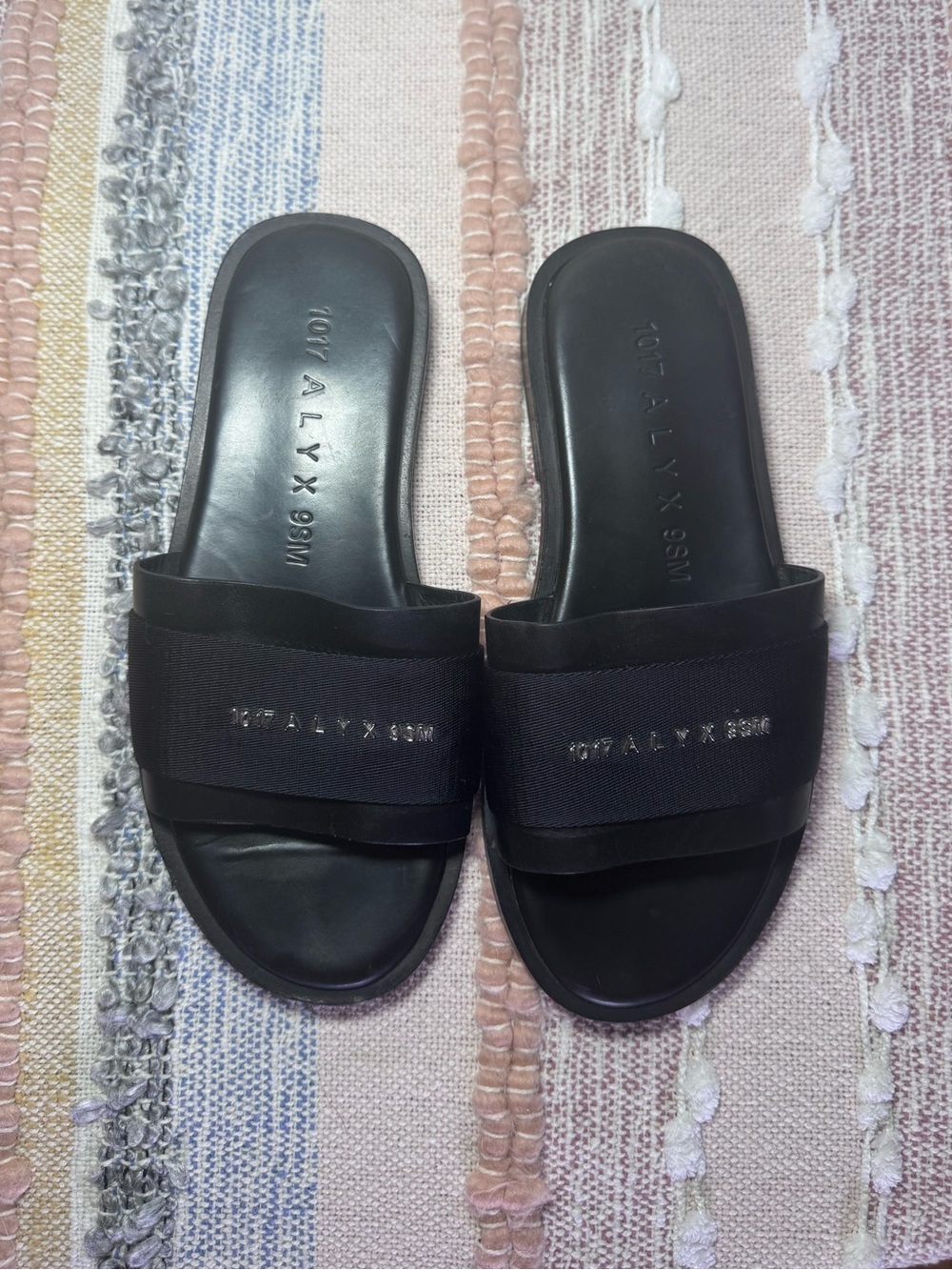 1017 ALYX 9SM Black Logo Band Slide Sandals